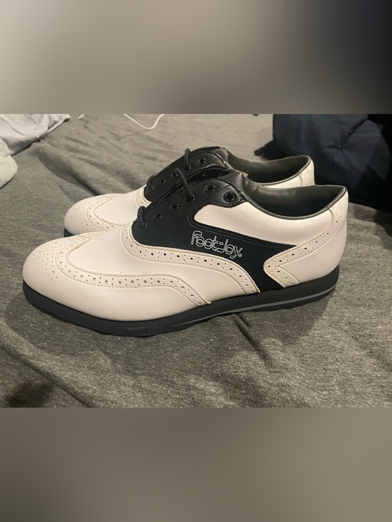 Footjoy Men’s Black White Leather Wingtip Saddle Style Golf Shoes Size 9.5 main image 5